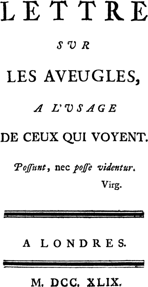 Lettre sur les aveugles à l'usage de ceux qui voient