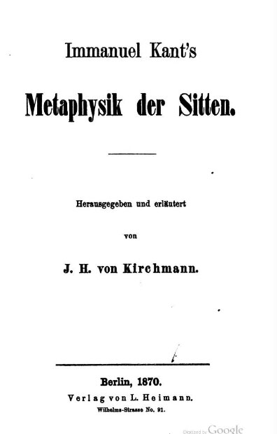 The Metaphysics of Morals