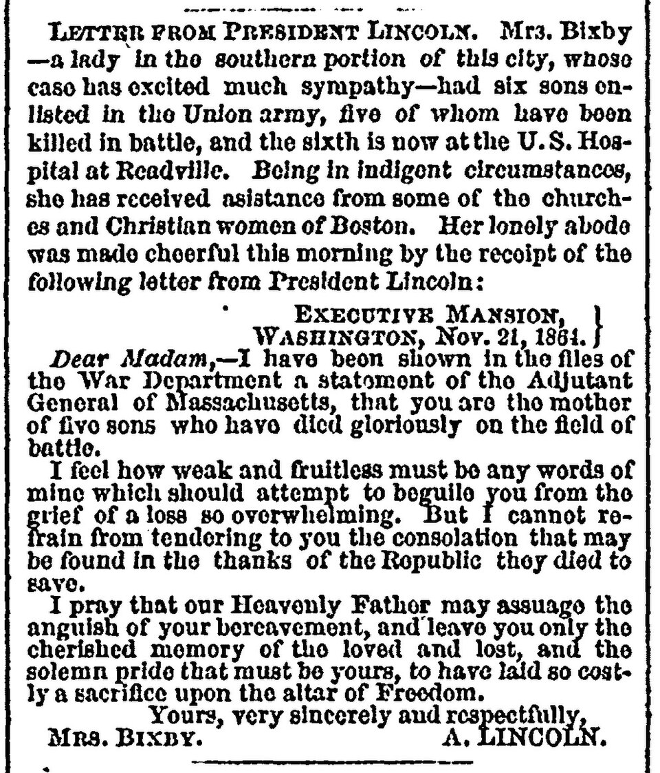 Bixby letter